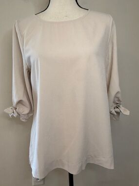 Umgee beige top crop sleeves coquette bow SZ SM
